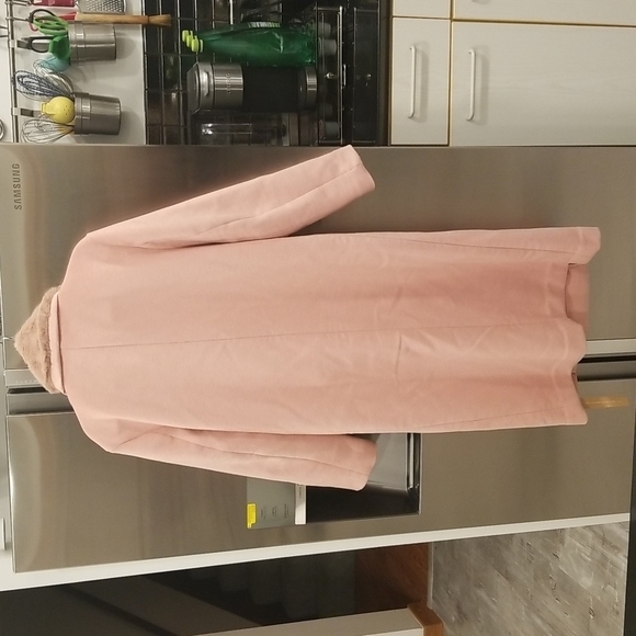 💕REFORMATION💕 Lester Coat ~ Faux Fur Shawl Collar Double Breasted Pink S NWT - Picture 8 of 15